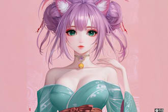 draw anime illustration with detailed scene and pose