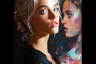 do digital oil painting art portrait