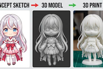 do 3d character modeling 3d sculpting 3d modeling from 2d sketch to 3d print stl