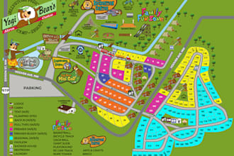 design campground or rv park, site plan, and vector map design