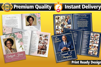 do funeral program, obituary design, memorial booklet and funeral flyer