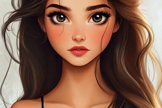 draw cartoon portrait in disney cartoon illustration