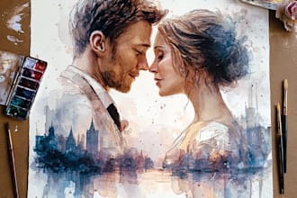 create amazing watercolor couple portraits