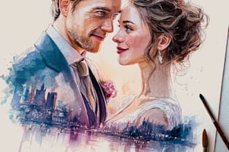 create amazing watercolor couple portraits