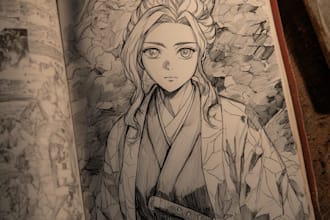 draw a professional manga page with detailed panels