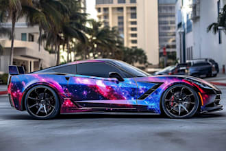 create  car wrap design, racing car wrap design