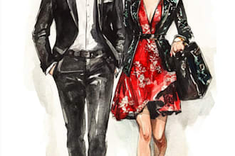 draw a fashion or editorial illustration, sketch, commercial