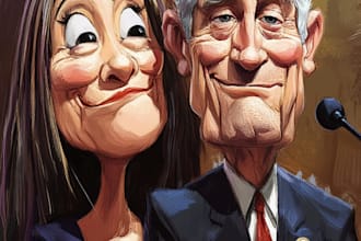 do digital funny political cartoon caricature