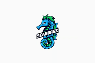 design a luxury seahorse, ocean marine logo, and elegant aquatic brand