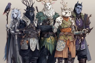design a dnd party art and group art