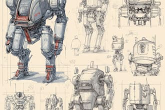 draw or design mechs robots concepts