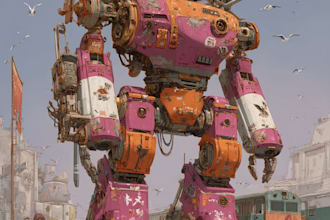 draw amazing character mecha robot illustration