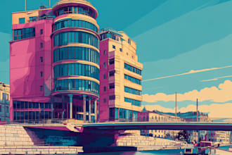 draw awesome pop art landscape building landmark from photos