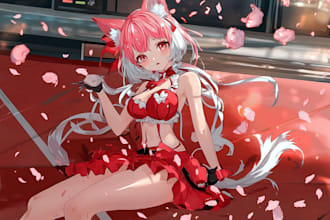 draw anime illustration with creative concept and pose