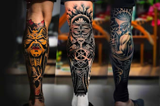 create a tattoo design for leg sleeve