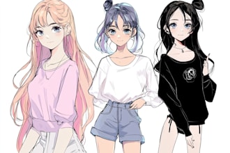 draw anime character with stylish and clean design
