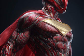 draw detailed superhero illustration