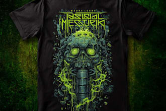 do detailed dark art illustration for metal band t shirt design and merch