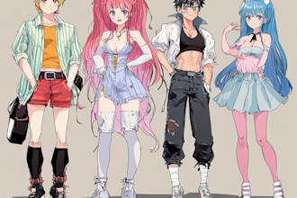 draw anime character with vibrant style and detail