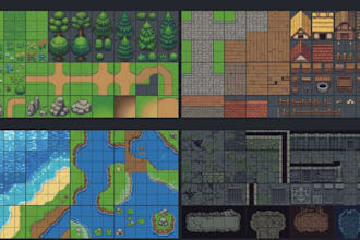 do 2d game art map environment tileset background tilemap top down rpg map pixel