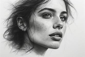 make a realistic pencil portrait and charcoal sketch