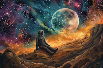 create cinematic sci fi cosmic album cover art