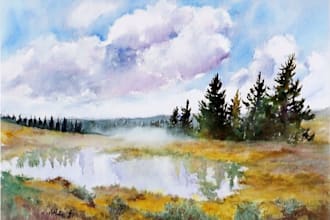 paint realistic landscape watercolor painting illustration