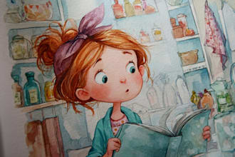draw whimsical children story book illustration