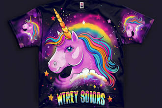 design funny adorable purple unicorn rainbow magical lover fantasy gift tshirt