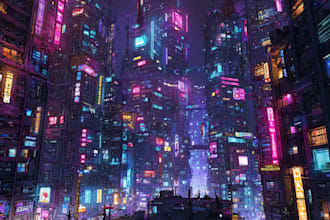 create cyberpunk futuristic city art