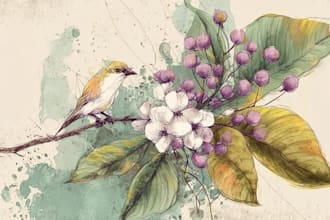 draw botanical watercolor nature of birds and animals
