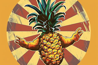 design a retro pineapple dabbing t shirt illustration