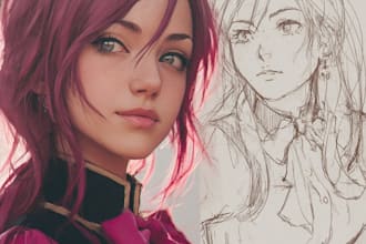 draw anime character art for you