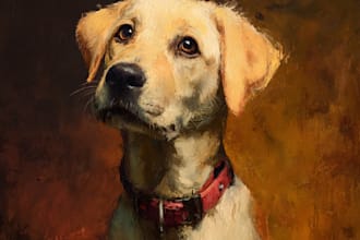 draw a custom pet portrait from your photo in digital art