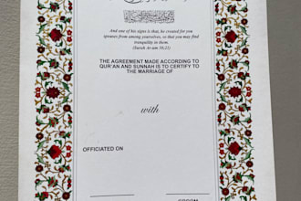 design a beautiful custom nikkah certificate