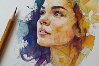 draw watercolor portrait painting