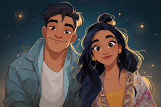 make a magical disney style couple artwork