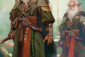 model dynamic dnd fantasy oc artwork featuring a dragon slaying hero
