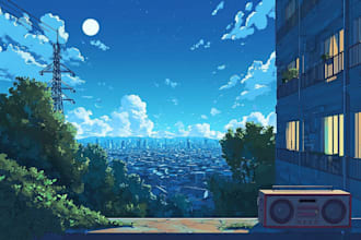 draw an animated background in anime style