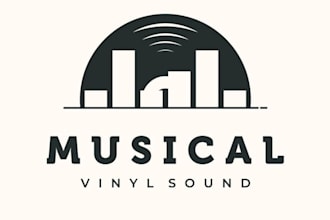 do music store vintage logo design with unlimited review