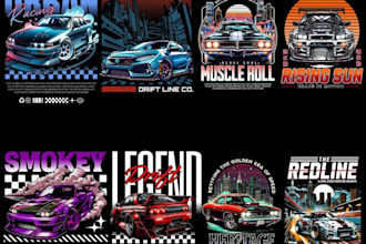 create premium motorsports car logo and t shirt design