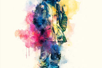 hand drawn artistic watercolor art