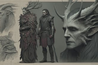 create original fantasy character concept art and design
