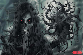 draw horror dark art character creature illustration cover