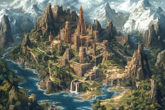 fantasy city map illustration