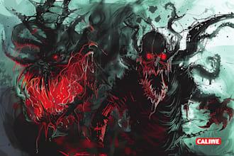 draw dark, punk, goth, horror character in comic like style