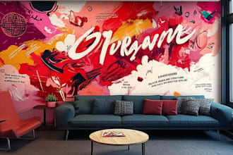 create bold urban graffiti mural art for walls, shops, and spaces