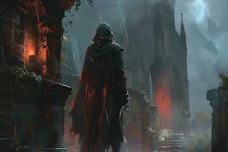 draw fantasy and grim dark digital art illustration