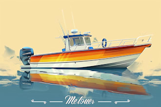 draw your boat into vector illustration
