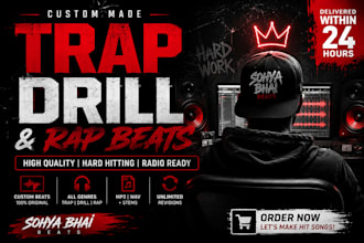 produce custom hard trap,drill and rap beats for your song